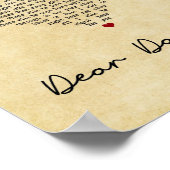 Sehr geehrte Tochter Vintag Heart Song Lyric Print Poster (Ecke)