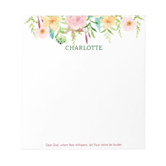 Sehr geehrter Gott Gebet Frühlingsflorale Wasserfa Notizblock (Vorderseite)