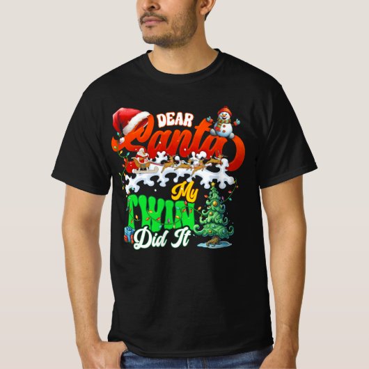 Sehr geehrter Herr Santa My Twin hat es frohe Weih T-Shirt (Vorderseite)