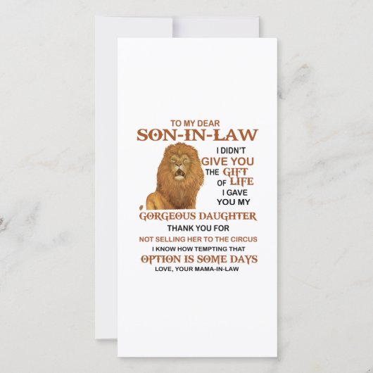 Sehr geehrter Herr Schwiegersohn, ich habe dir mei Dankeskarte (Vorderseite)