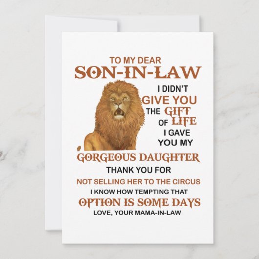 Sehr geehrter Herr Schwiegersohn, ich habe dir mei Dankeskarte (Vorderseite)