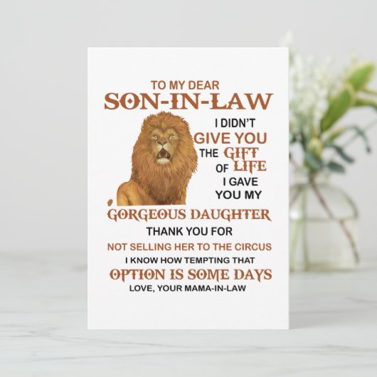 Sehr geehrter Herr Schwiegersohn, ich habe dir mei Dankeskarte (Stehend Vorderseite)