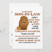 Sehr geehrter Herr Schwiegersohn, ich habe dir mei Dankeskarte (Vorne/Hinten)