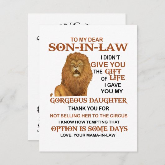 Sehr geehrter Herr Schwiegersohn, ich habe dir mei Einladung (Vorne/Hinten)