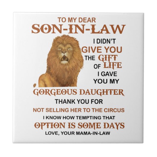 Sehr geehrter Herr Schwiegersohn, ich habe dir nic Fliese (Vorderseite)