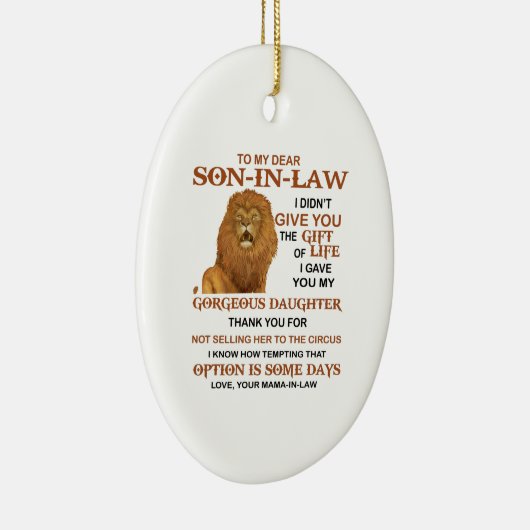 Sehr geehrter Herr Schwiegersohn, ich habe dir nic Keramik Ornament (Rechts)