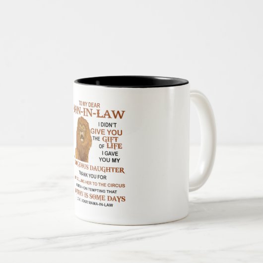 Sehr geehrter Herr Schwiegersohn, ich habe dir nic Zweifarbige Tasse (VorderseiteRechts)