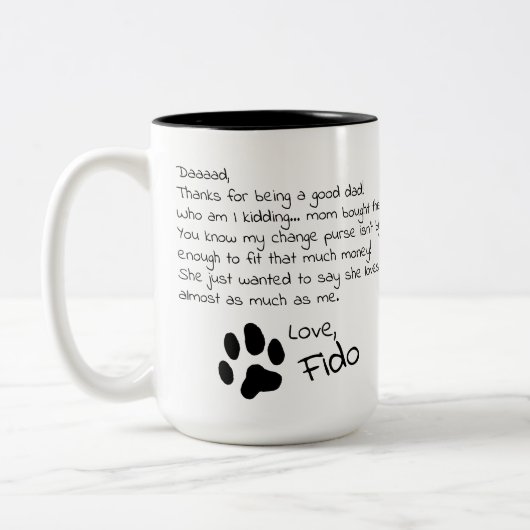 Sehr geehrter Hund Vater Mama Anpassbare Pet Name Zweifarbige Tasse (Links)