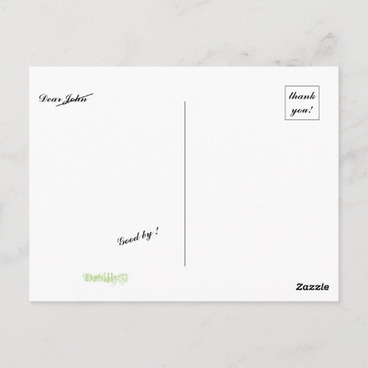 Sehr geehrter John Postkarte (Rückseite)