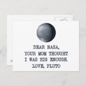 Sehr geehrter Nasa Liebe Pluto Postkarte (Vorne/Hinten)