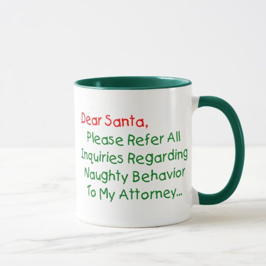 Sehr geehrter Santa Anwalt - Funny Christmas Lette Tasse (Rechts)