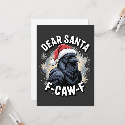 Sehr geehrter Santa F-caw-F Funny Christmas Raven Karte (Vorderseite/Rückseite Beispiel)