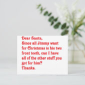 Sehr geehrter Santa Feiertagspostkarte (Stehend Vorderseite)