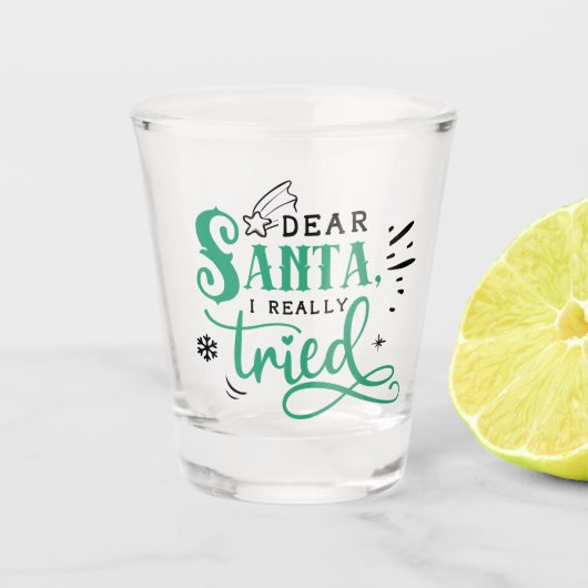 Sehr geehrter Santa I Really Tried | Spaß Weihnach Schnapsglas (Vorderseite)