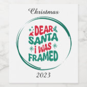 Sehr geehrter Santa I war Gerahmt grün und rot Weinetikett (Einzelnes Label)