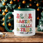 Sehr geehrter Santa I wirklich versucht Retro Funn Tasse