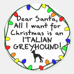 Sehr geehrter Santa Italienischer Greyhound Runder Aufkleber