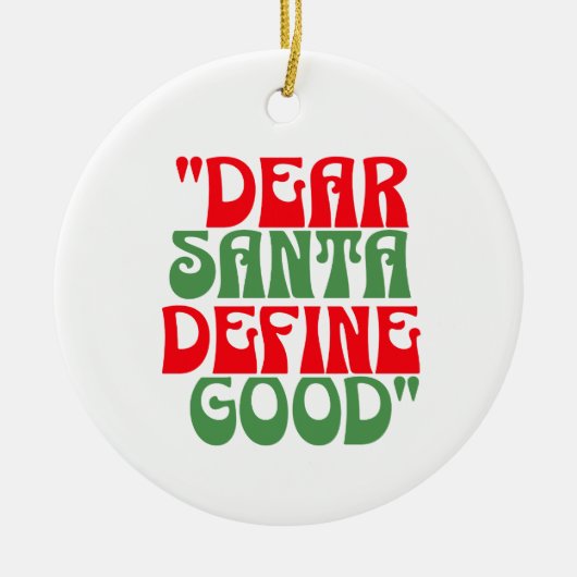 Sehr geehrter Santa Rot und Grüne Groovy Schriftar Keramik Ornament (Vorne)