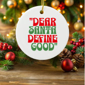 Sehr geehrter Santa Rot und Grüne Groovy Schriftar Keramik Ornament
