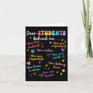 Sehr geehrter Schüler hinter mir zurück zum Lehrer Karte