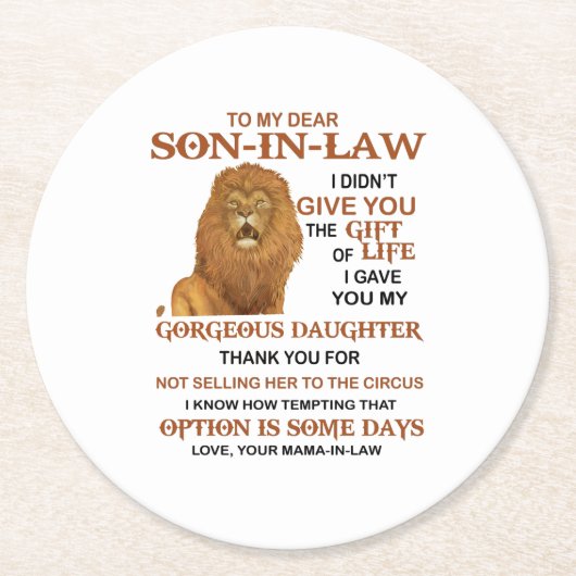 Sehr geehrter Schwiegersohn, ich habe dir nicht da Runder Pappuntersetzer (Vorderseite)