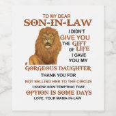 Sehr geehrter Schwiegersohn, ich habe dir nicht da Weinetikett (Einzelnes Label)