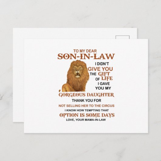 Sehr geehrter Sohn, ich habe dir meine wunderbare  Postkarte (Vorne/Hinten)