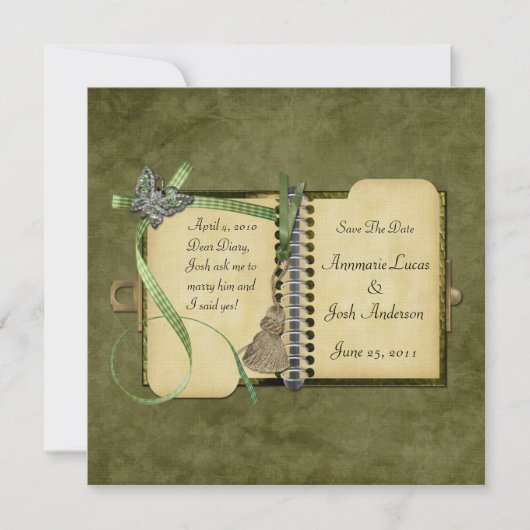 Sehr geehrter Tagebuch Save the Date Vintag (Vorderseite)