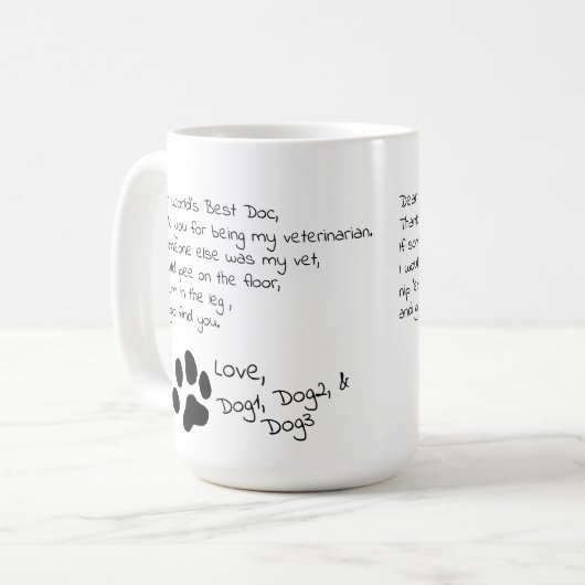 Sehr geehrter Tierarzt mit mehreren Namen als Haus Kaffeetasse (Vorderseite Links)