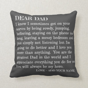 Sehr geehrter Vater Funny Liebe Tochter Brief Pers Kissen