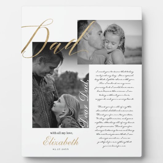 Sehr geehrter Vater | Gold Vater Script Wedding Me Fotoplatte (Vorderseite)