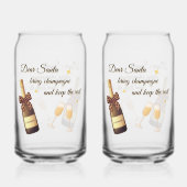 Sehr geehrter Weihnachtsmann Champagner-Design Dosenglas (Rückseite)