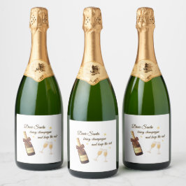 Sehr geehrter Weihnachtsmann Champagner-Design Schaumweinetikett