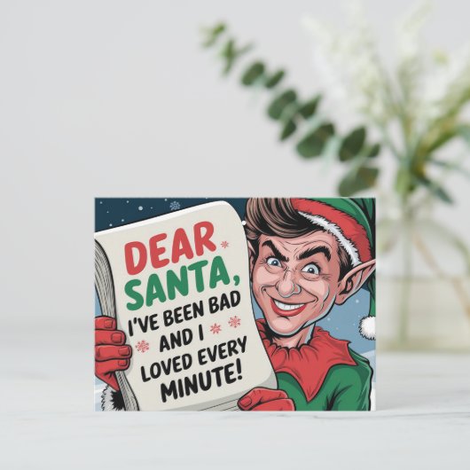 Sehr geehrter Weihnachtsmann, ich war ein schlecht Postkarte (Stehend Vorderseite)