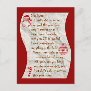 Sehr geehrter Weihnachtsmann, Postkarte