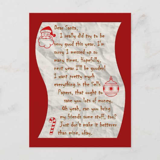 Sehr geehrter Weihnachtsmann, Postkarte (Vorderseite)