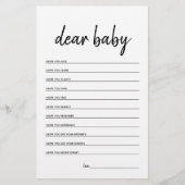Sehr geehrtes Baby Minimalistisch Baby Shower Game (Vorderseite)