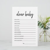 Sehr geehrtes Baby Minimalistisch Baby Shower Game (Stehend Vorderseite)