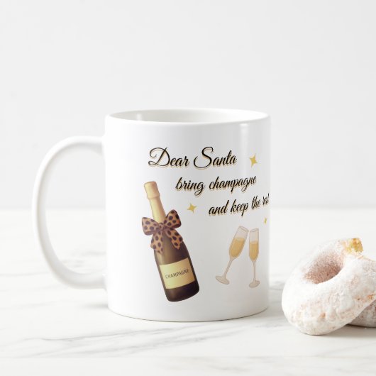 Sehr geehrtes Santa Champagner Design Kaffeetasse (Mit Donut)