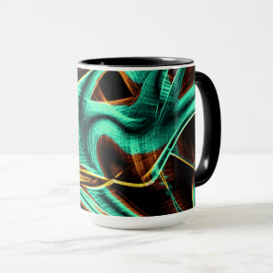 Sehr gekräuselte Bänder, Aquamarine und Coffee Gro Tasse