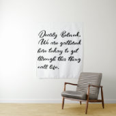 Sehr geliebte Rückwürfe, wir werden hier versammel Wandteppich (Beispiel)