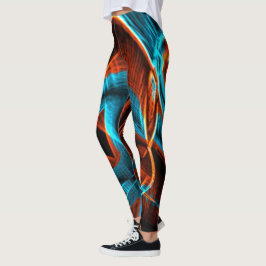 Sehr gezwirnt blau und rot verbrannt mit Grooves Leggings