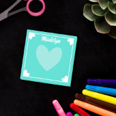 Sehr Girly Bright Türkis Weiße Herzen Ihren Namen Post-it Klebezettel