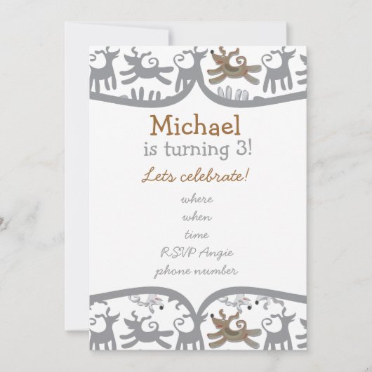 sehr glückliche Hunde mit Rahmen Einladung (Vorderseite)