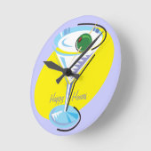 Sehr glückliches Hours_retro-style Martini Glas Runde Wanduhr (Winkel)