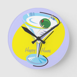 Sehr glückliches Hours_retro-style Martini Glas Runde Wanduhr