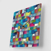 Sehr grobe Struktur mit bunten quadratischen Forme Quadratische Wanduhr (Winkel)