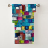 Sehr grobe Textur von bunten quadratischen Formen Badhandtuch Set (Insitu)