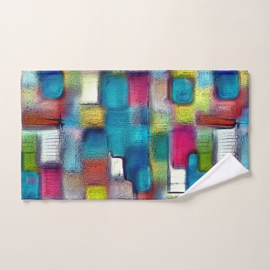 Sehr grobe Textur von bunten quadratischen Formen Badhandtuch Set (Handtuch)