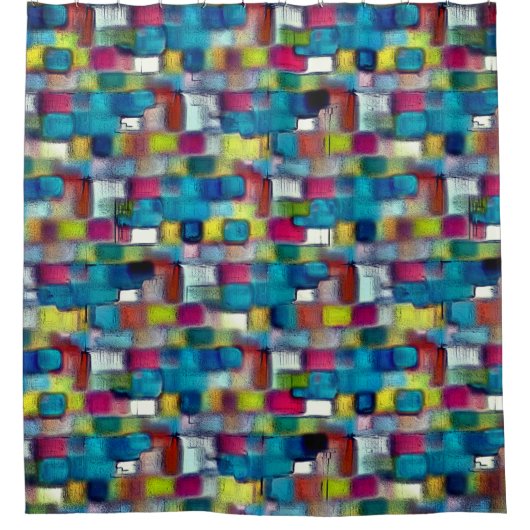 Sehr grobe Textur von bunten quadratischen Formen  Duschvorhang (Vorderseite)